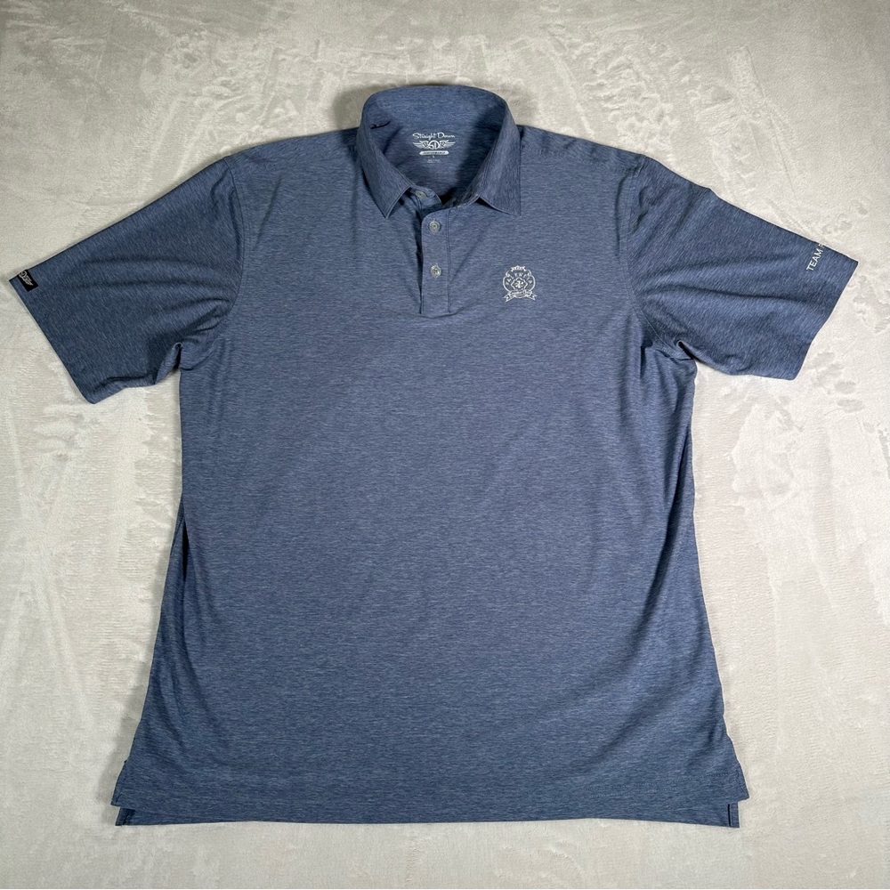 Straight Down Polo Shirt Men Size L Short Sleeve Golf Performance Embroidered